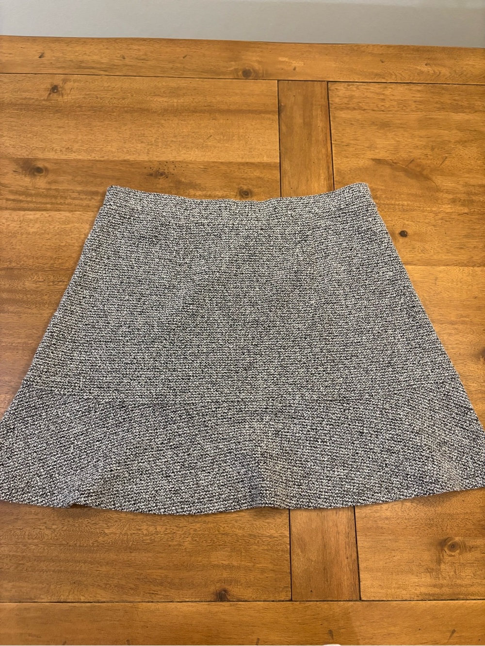 LOFT Gray Textured A-Line Skirt with Flared Hem